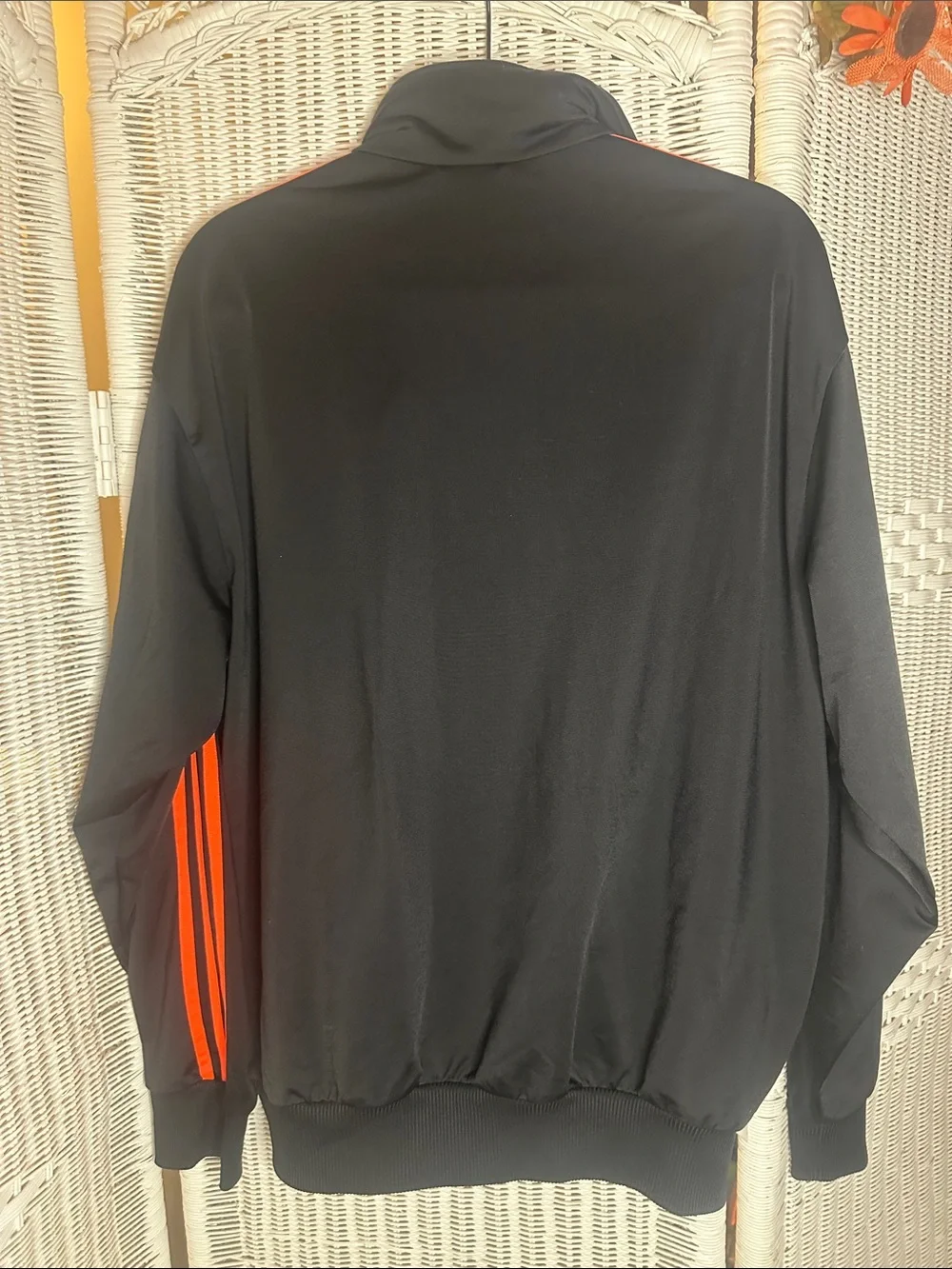 adidas Black Jacket with Bright Orange Stripes